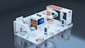 design a professional 3d exhibition stall and 3d rendering