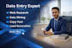 do data entry web research data mining lead generation copy past