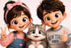 create cute 3d cartoon character