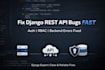 fix django rest API bugs, auth issues, and backend errors