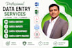 data input, data scraping, data copy paste and data cleaning