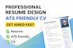 create ats friendly resume, CV design and cover letter