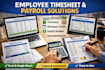 employee timesheet, attendance tracker, schedule tracker and payroll spreadsheet