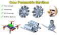 make parts, assembly and 2d drawings in creo parametric