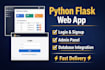 develop flask web app with login system and admin panel