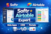 build softr web app with airtable database, CRM and automation