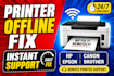 fix printer offline issue, install drivers and setup wireless printer remotely