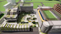 modern 3d urban planning, landscaped design, podium garden, facility rendering