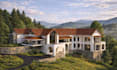 update 3d architecture hillside villa,courtyard master layout,aerial view render
