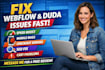 webflow duda speed bug mobile fix checkout error seo issue cart problem fix