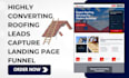 design roofing website roofing leads capture landing page funnel