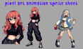 create pixel art animation sprite sheet, 2d game sprites, character animation