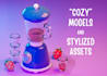 create cozy high poly 3d models and stylized assets