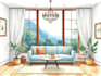 create interior illustration with watercolour style handmade
