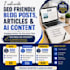 write SEO friendly blog posts, articles, and ai content