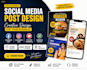 design professional restaurant social media posts and banners