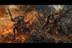 illustrate warhammer army squad with epic grimdark detail