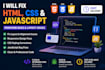 fix HTML CSS javascript frontend bugs and layout issues