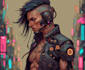 draw high quality cyberpunk character design with neon style