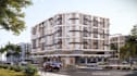 design mixed use building, commercial building exterior, architecture rendering