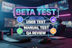user test beta test manual test saas website app game and provide feedback