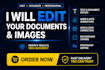 edit photoshop image change text, date, name, document editing background remove