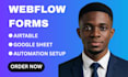 connect webflow forms to airtable or google sheets automation