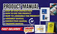 translate user manual, product guides, app guides, design assembly manual