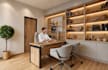 design home office, workspace interior and 3d office render