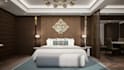 create luxury photorealistic 3d interior rendering for bedroom, hotel and villa