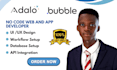 build no code app with bubble io adalo glide flutter flow mvp developer expert