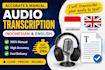 do english or indonesian audio transcriptions manually
