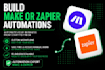 build automation workflows in make or zapier