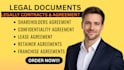 draft legal documents, contracts and agreements
