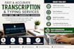 fast audio and typing transcription