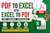 convert files between excel and PDF