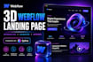 create an interactive 3d animated webflow landing page, using spline