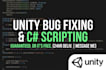 fix your unity bugs and c sharp scripts within 24 hours
