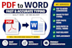 convert PDF to word, image to text, and do typing work