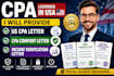 provide US CPA letter, CPA comfort letter and income verification letter