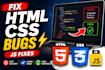 fix HTML CSS and javascript bugs in your website