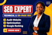do technical and on page SEO website audit and google search console indexing