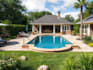 design landscape, backyard, garden, patio, pool, front yard