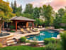 design landscape, backyard, garden, patio, pool, front yard