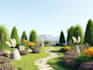 create garden or landscape 3d rendering