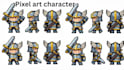 create pixel art character pixel sprite sheet for pixel animation for game art