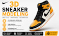 do 3d sneaker, shoe, footwear, heels, sandal modeling