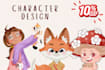 draw kids character design for children book illustration