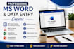 do data entry, ms word typing and PDF conversion