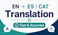 translate en to es and cat manually and accurately